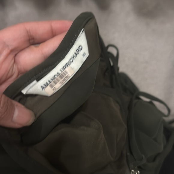 Elegant Olive Green Ruched Dress - Picture 9 of 9